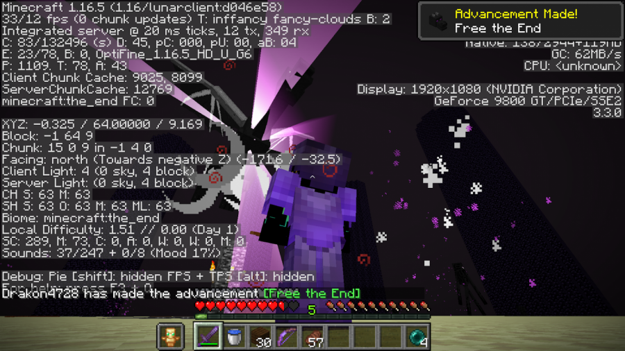 In the final stage of Minecraft, you finish by killing the Ender Dragon.