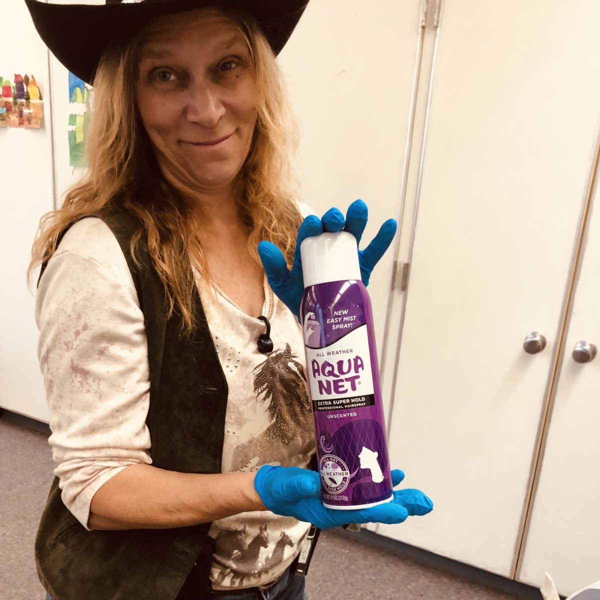 Custodian Barbie Wood is dressed as Western Barbie for Homecoming Week. Tuesday of Homecoming Week students and staff dressed as a movie character with the first letter of their name. Photo by Nolan Culver