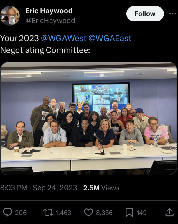 This social media post shows the negotiating committee after their recent win. Screenshot taken from committee member Eric Haywoods social media account.