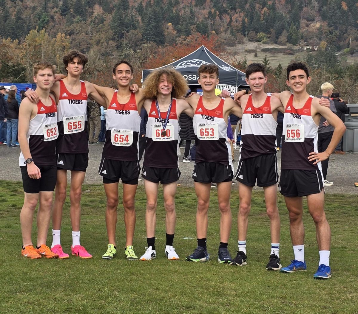 The boys posing proudly for a picture after they had finished racing at state.